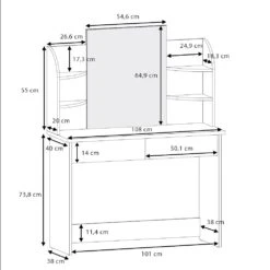 Vicco Schminktisch Charlotte Frisiertisch Kommode Frisierkommode Spiegel Weiß -OUTSUNNY Verkäufe 8600343700 26500 prod 003