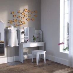 Vicco Schminktisch Charlotte Frisiertisch Kommode Frisierkommode Spiegel Weiß -OUTSUNNY Verkäufe 8600343700 26500 prod 004