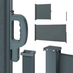 Seitenmarkise Sichtschutz 160x350cm Sonnenschutz Seitenrollo Markise Anthrazit -OUTSUNNY Verkäufe 8600343700 28446 prod 005