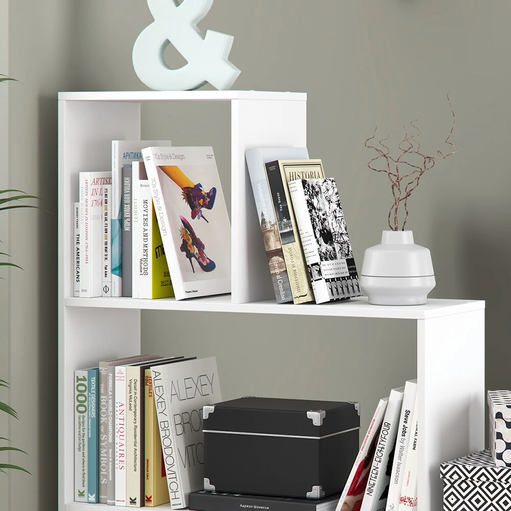 Vicco Treppenregal Asym Raumteiler Bücherregal Regal Wandregal 4 Fächer Weiß 5 Vicco Treppenregal Asym Raumteiler Bücherregal Regal Wandregal 4 Fächer Weiß – Bild 5