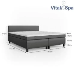 Boxspringbett 180x200cm Doppelbett Hotelbett Ehebett Federkernmatratze Topper -OUTSUNNY Verkäufe 8600343700 28820 prod 003