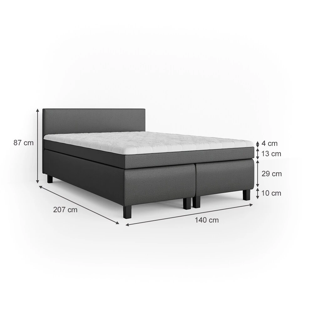 Boxspringbett 140x200cm Doppelbett Hotelbett Ehebett Federkernmatratze Topper 3 Boxspringbett 140x200cm Doppelbett Hotelbett Ehebett Federkernmatratze Topper – Bild 3