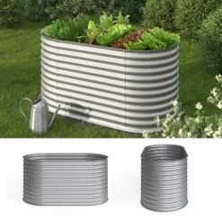 Oskar Hochbeet Kräuterbeet Gemüsebeet Oval 160x80x82cm Stahl Verzinkt Garten