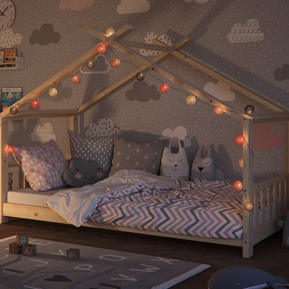 VICCO Lichterkette Cotton Balls Girlande Weiß, Pink, Rosa Und Lila 310 Cm 5 VICCO Lichterkette Cotton Balls Girlande Weiß, Pink, Rosa Und Lila 310 Cm – Bild 5