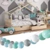 VICCO Lichterkette Cotton Balls Girlande Grau Weiß Mint-grün Hellblau 310 Cm