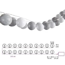 VICCO Lichterkette Cotton Balls Girlande Weiß Und Grau 310 Cm -OUTSUNNY Verkäufe 8600343700 29101 prod 003