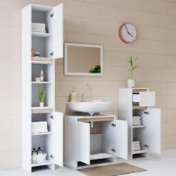 VICCO Waschbeckenunterschrank EMMA Weiß Sonoma Eiche Unterschrank Badschrank 9 VICCO Waschbeckenunterschrank EMMA Weiß Sonoma Eiche Unterschrank Badschrank -OUTSUNNY Verkäufe 8600343700 29344 prod 004