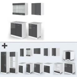 VICCO Küchenzeile SINGLE Einbauküche 140 Cm Küche Anthrazit Hochglanz R-LINE -OUTSUNNY Verkäufe 8600343700 29386 prod 006