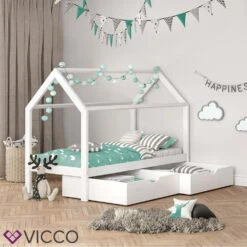 VITALISPA Kinderbett WIKI 90x200 Cm Weiß Schlafplatz Schubladen Hausbett Kinderhaus -OUTSUNNY Verkäufe 8600343700 29665 prod 004