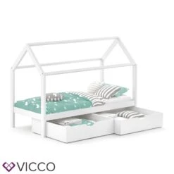VITALISPA Kinderbett WIKI 90x200 Cm Weiß Schlafplatz Schubladen Hausbett Kinderhaus -OUTSUNNY Verkäufe 8600343700 29665 prod 005