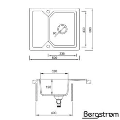 Bergström Granit Spüle Küchenspüle Einbauspüle Spülbecken 590 X 500mm Schwarz -OUTSUNNY Verkäufe 8600343700 29882 prod 003