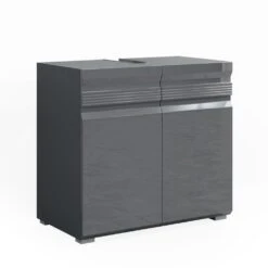 VICCO Waschbeckenunterschrank FREDDY Anthrazit Hochglanz Unterschrank Badschrank