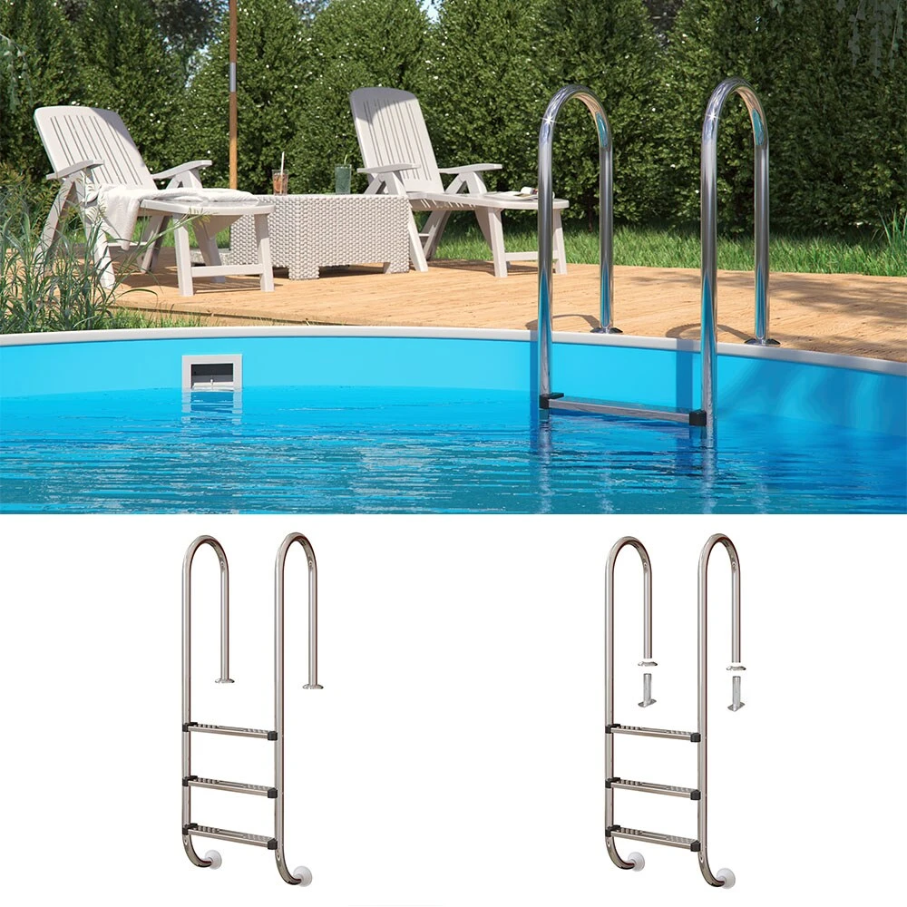 Poolleiter Einbauleiter 3 Stufen Schwimmbadleiter V2A Edelstahl Pool Einstieg 2 Poolleiter Einbauleiter 3 Stufen Schwimmbadleiter V2A Edelstahl Pool Einstieg – Bild 2