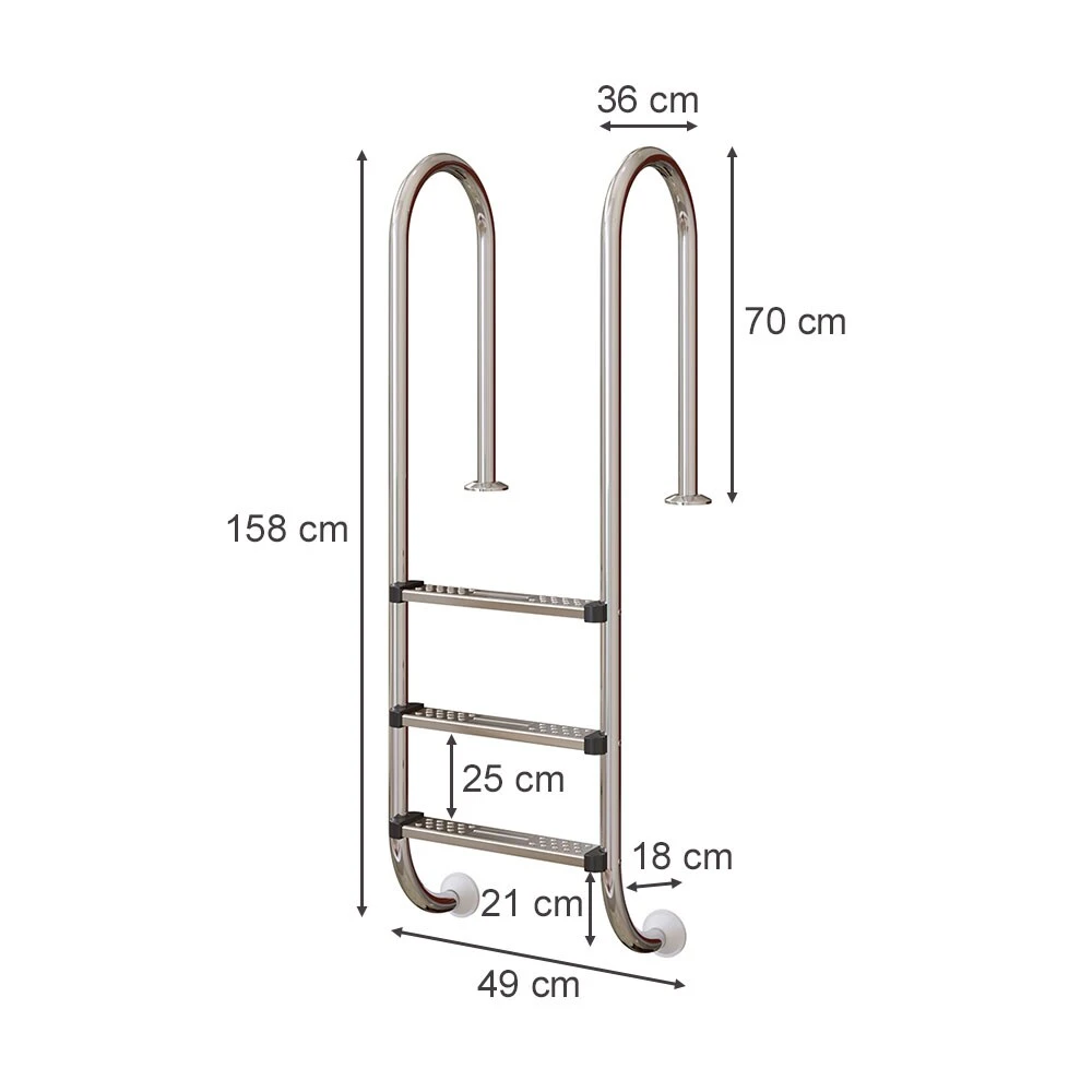 Poolleiter Einbauleiter 3 Stufen Schwimmbadleiter V2A Edelstahl Pool Einstieg 3 Poolleiter Einbauleiter 3 Stufen Schwimmbadleiter V2A Edelstahl Pool Einstieg – Bild 3