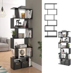 VICCO Raumteiler LEVIO 6 Fächer Schwarz Bücherregal Standregal Aktenregal Hochregal Regal