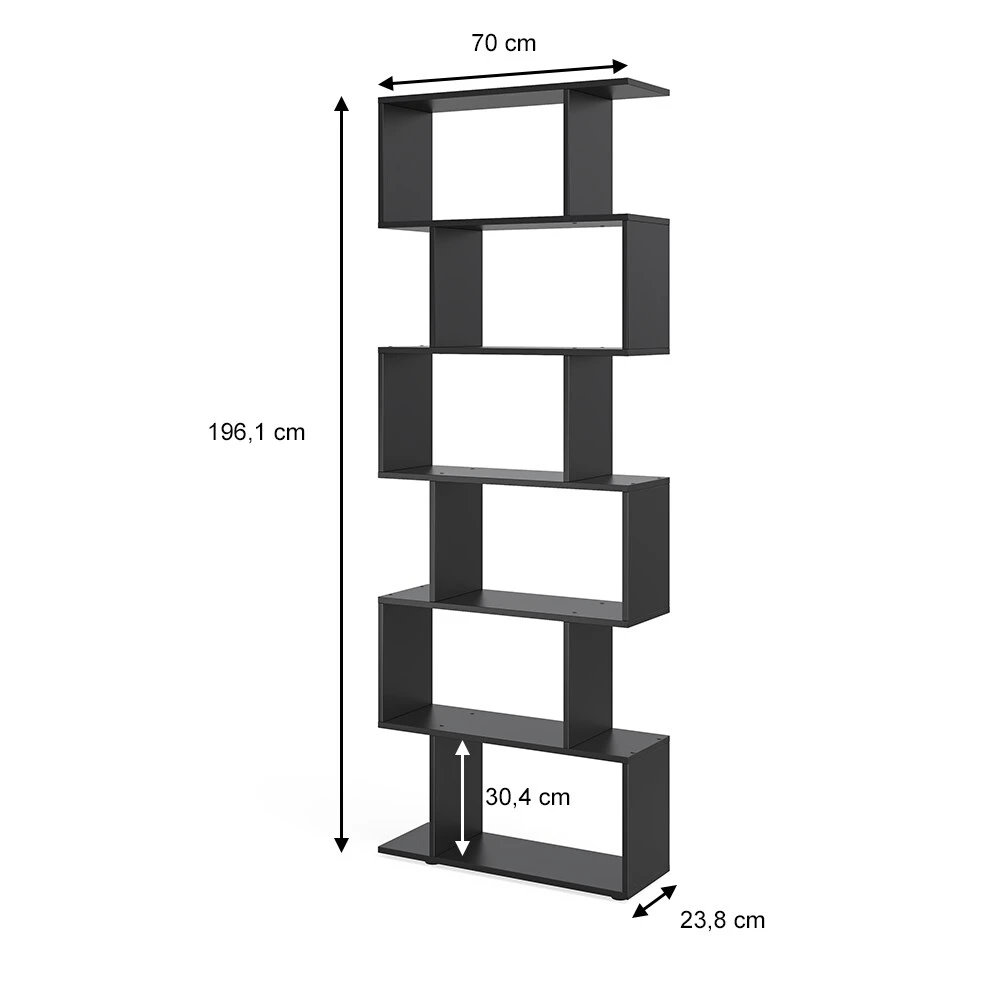 VICCO Raumteiler LEVIO 6 Fächer Schwarz Bücherregal Standregal Aktenregal Hochregal Regal 3 VICCO Raumteiler LEVIO 6 Fächer Schwarz Bücherregal Standregal Aktenregal Hochregal Regal – Bild 3
