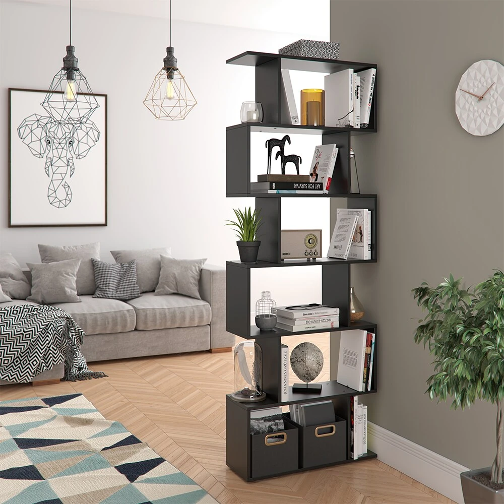 VICCO Raumteiler LEVIO 6 Fächer Schwarz Bücherregal Standregal Aktenregal Hochregal Regal 4 VICCO Raumteiler LEVIO 6 Fächer Schwarz Bücherregal Standregal Aktenregal Hochregal Regal – Bild 4