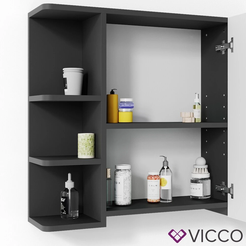 VICCO Spiegelschrank FYNN 80 X 64 Cm Anthrazit - Badezimmerspiegel Spiegel Hängespiegel Badspiegel 6 VICCO Spiegelschrank FYNN 80 X 64 Cm Anthrazit - Badezimmerspiegel Spiegel Hängespiegel Badspiegel – Bild 6