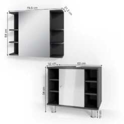 VICCO Badmöbel Set FYNN 2 Teile Anthrazit Weiß - Badezimmer Spiegel Badunterschrank Bad Badschrank -OUTSUNNY Verkäufe 8600343700 30260 prod 003