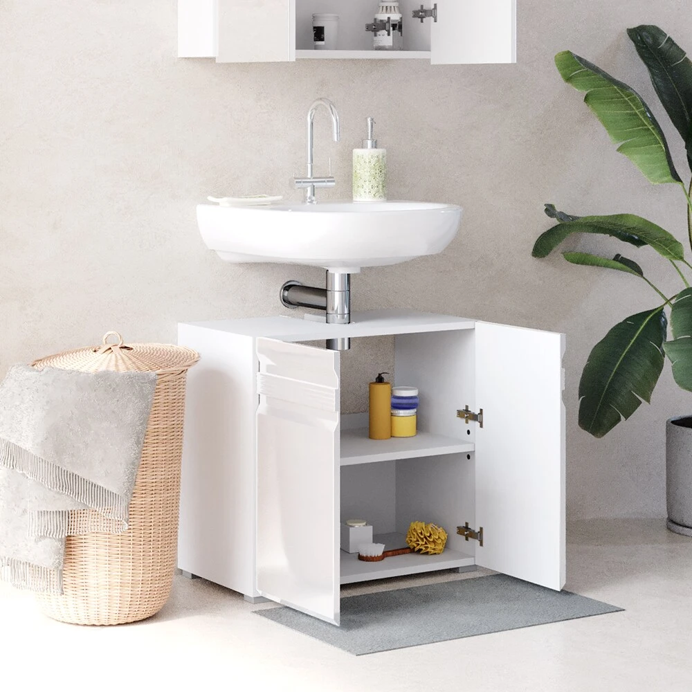 VICCO Waschbeckenunterschrank FREDDY Weiß Hochglanz Unterschrank Badschrank 5 VICCO Waschbeckenunterschrank FREDDY Weiß Hochglanz Unterschrank Badschrank – Bild 5