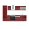 VICCO KÜCHE R-LINE 300CM KÜCHENZEILE KÜCHENBLOCK EINBAU ROT BORDEAUX HOCHGLANZ