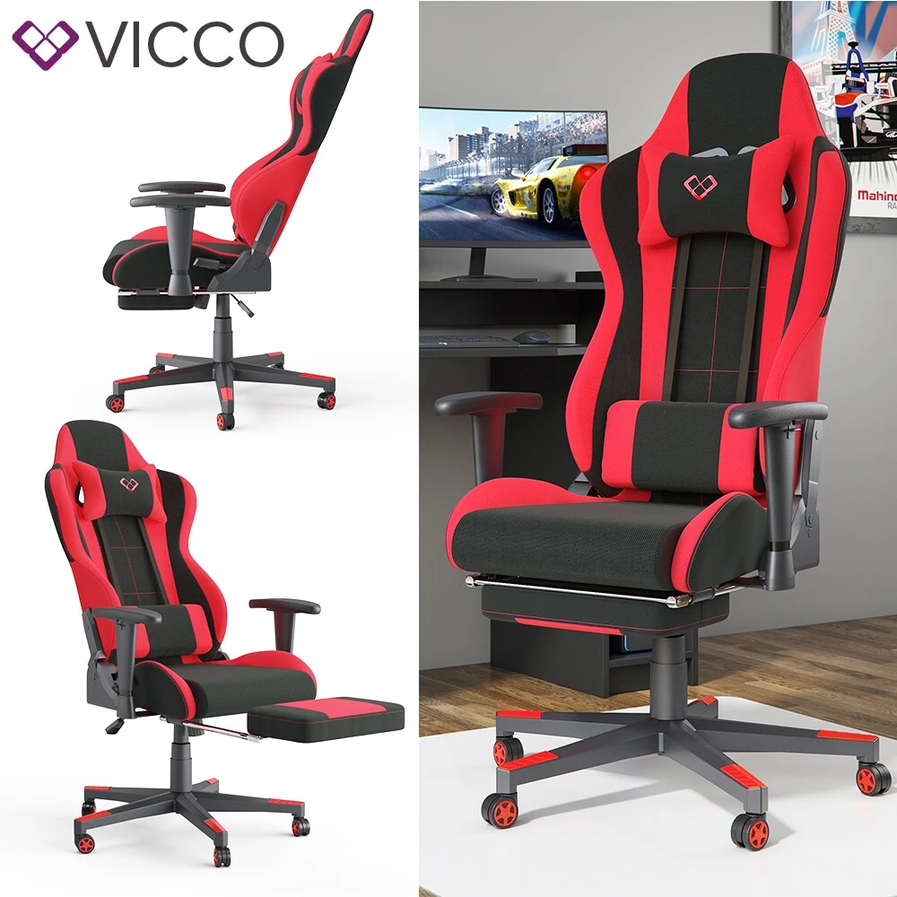 VICCO Gamingstuhl ALPHA Schwarz Rot Bürostuhl Schreibtischstuhl Drehstuhl Sport 1 VICCO Gamingstuhl ALPHA Schwarz Rot Bürostuhl Schreibtischstuhl Drehstuhl Sport