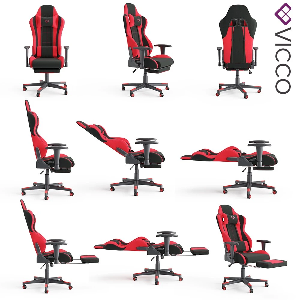VICCO Gamingstuhl ALPHA Schwarz Rot Bürostuhl Schreibtischstuhl Drehstuhl Sport 2 VICCO Gamingstuhl ALPHA Schwarz Rot Bürostuhl Schreibtischstuhl Drehstuhl Sport – Bild 2