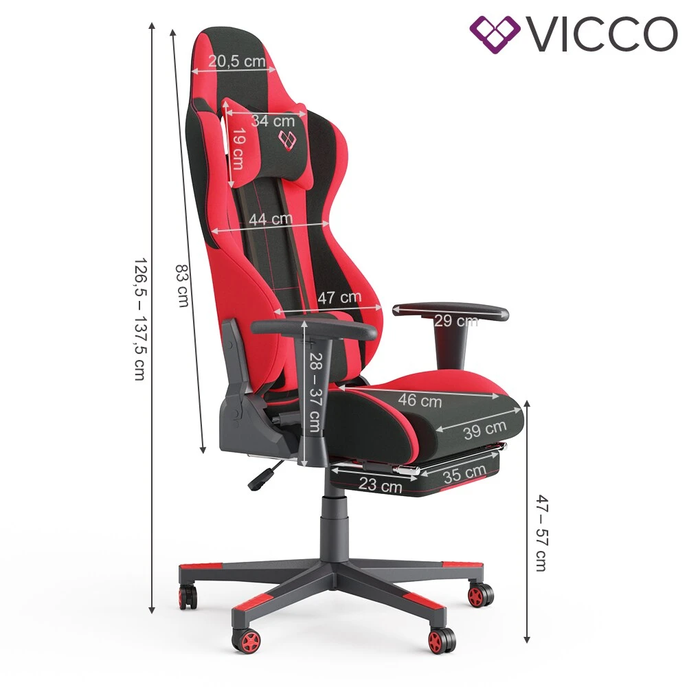 VICCO Gamingstuhl ALPHA Schwarz Rot Bürostuhl Schreibtischstuhl Drehstuhl Sport 4 VICCO Gamingstuhl ALPHA Schwarz Rot Bürostuhl Schreibtischstuhl Drehstuhl Sport – Bild 4
