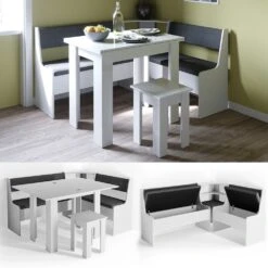 VICCO Eckbankgruppe ROMAN Weiß Esszimmergruppe Sitzgruppe Küchensitzgruppe