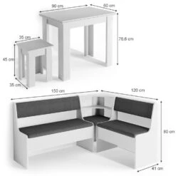 VICCO Eckbankgruppe ROMAN Weiß Esszimmergruppe Sitzgruppe Küchensitzgruppe -OUTSUNNY Verkäufe 8600343700 30773 prod 003