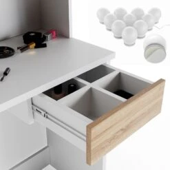 VICCO LED Schminktisch DEKOS Frisiertisch Kommode Kosmetik Weiß Eiche Hocker -OUTSUNNY Verkäufe 8600343700 30817 prod 006