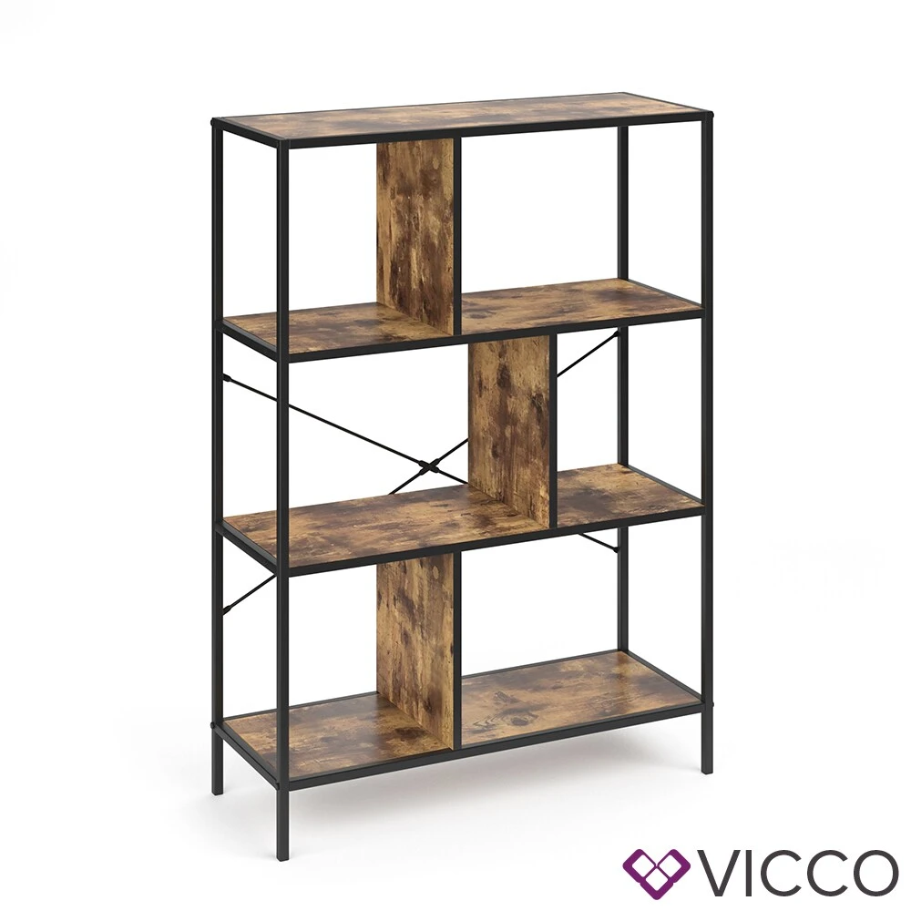 VICCO Loft Bücherregal FYRK Wandregal Standregal Aufbewahrung 113x80x30 Vintage 2 VICCO Loft Bücherregal FYRK Wandregal Standregal Aufbewahrung 113x80x30 Vintage – Bild 2