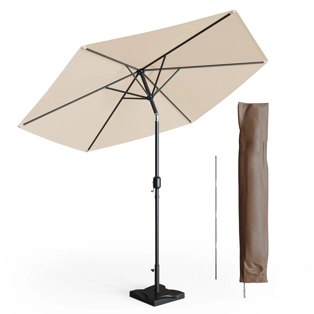 Oskar Sonnenschirm 270cm Set Beige Inkl Schutzhülle + Ständer Gartenschirm 2 Oskar Sonnenschirm 270cm Set Beige Inkl Schutzhülle + Ständer Gartenschirm – Bild 2