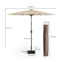 Oskar Sonnenschirm 270cm Set Beige Inkl Schutzhülle + Ständer Gartenschirm 8 Oskar Sonnenschirm 270cm Set Beige Inkl Schutzhülle + Ständer Gartenschirm -OUTSUNNY Verkäufe 8600343700 31185 prod 003