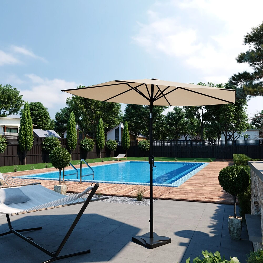 Oskar Sonnenschirm 270cm Set Beige Inkl Schutzhülle + Ständer Gartenschirm 4 Oskar Sonnenschirm 270cm Set Beige Inkl Schutzhülle + Ständer Gartenschirm – Bild 4