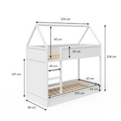 VITALISPA Hochbett Massimo Kinderbett Etagenbett Doppelstockbett Holzbett Weiß + 2 Matratzen 8 VITALISPA Hochbett Massimo Kinderbett Etagenbett Doppelstockbett Holzbett Weiß + 2 Matratzen -OUTSUNNY Verkäufe 8600343700 31355 prod 003