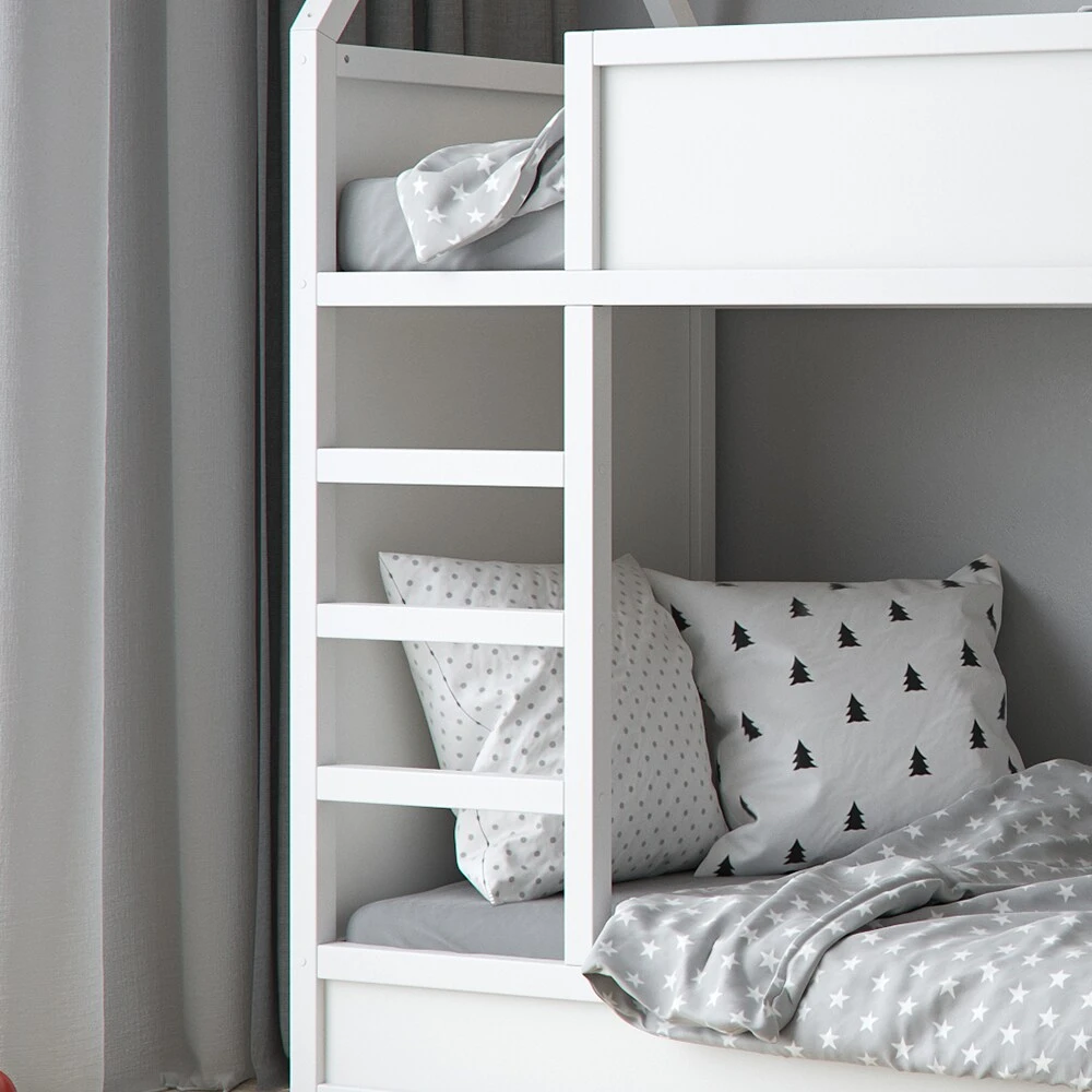 VITALISPA Hochbett Massimo Kinderbett Etagenbett Doppelstockbett Holzbett Weiß + 2 Matratzen 5 VITALISPA Hochbett Massimo Kinderbett Etagenbett Doppelstockbett Holzbett Weiß + 2 Matratzen – Bild 5