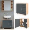 Vicco Waschtischunterschrank Ilias Badschrank Badezimmerschrank Waschbeckenunterschrank Unterstellschrank Eiche Anthrazit