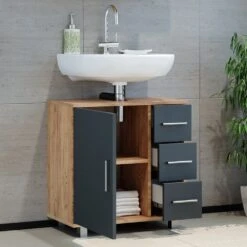 Vicco Waschtischunterschrank Ilias Badschrank Badezimmerschrank Waschbeckenunterschrank Unterstellschrank Eiche Anthrazit -OUTSUNNY Verkäufe 8600343700 31560 prod 005