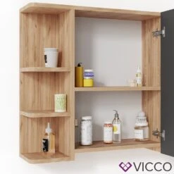 VICCO Spiegelschrank FYNN 80 X 64 Eiche Anthrazit Spiegel Badspiegel Wandspiegel -OUTSUNNY Verkäufe 8600343700 31924 prod 006