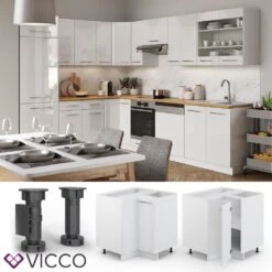 VICCO Eckunterschrank 87 Cm Weiß Küchenzeile Unterschrank Fame