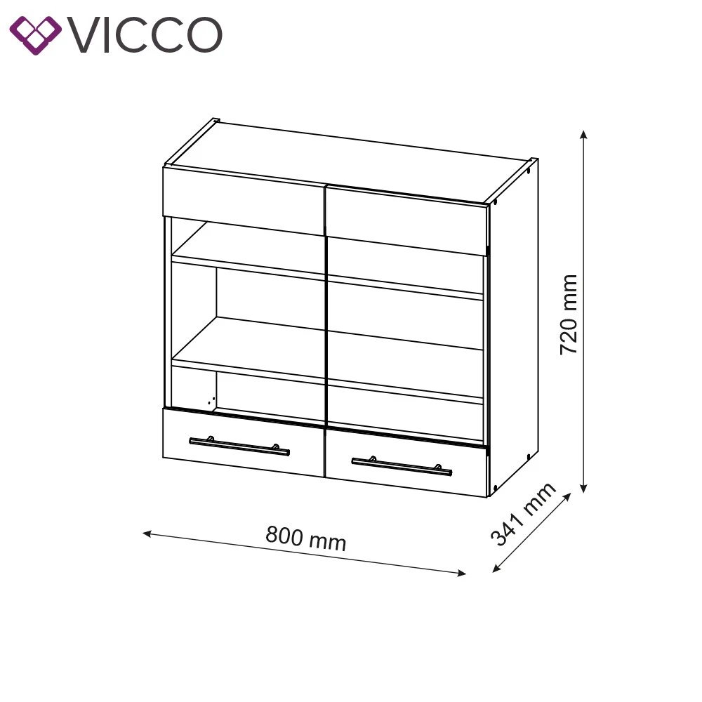 VICCO Hängeglasschrank 80 Cm Weiß Küchenzeile Unterschrank Fame 3 VICCO Hängeglasschrank 80 Cm Weiß Küchenzeile Unterschrank Fame – Bild 3
