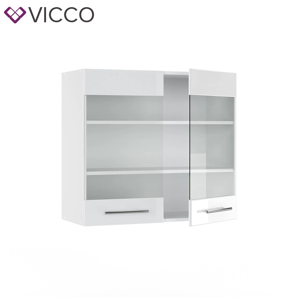 VICCO Hängeglasschrank 80 Cm Weiß Küchenzeile Unterschrank Fame 4 VICCO Hängeglasschrank 80 Cm Weiß Küchenzeile Unterschrank Fame – Bild 4