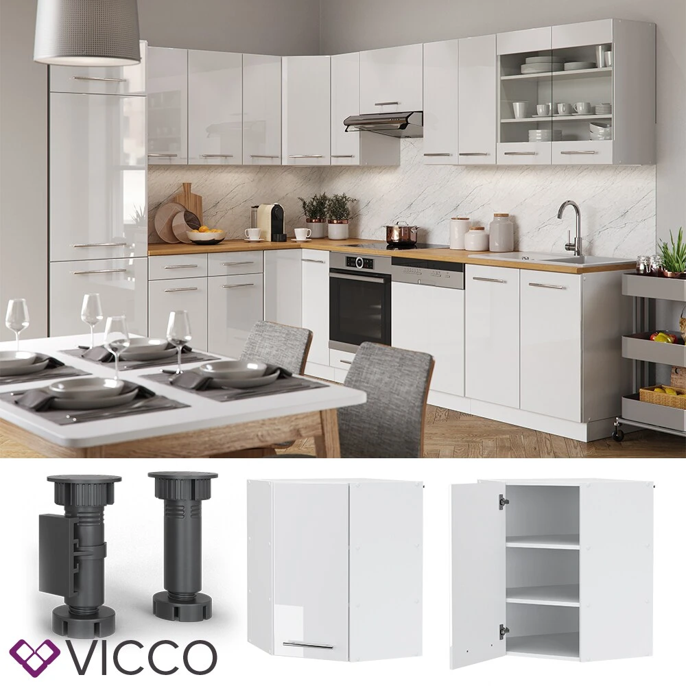VICCO Eckhängeschrank 57 Cm Weiß Küchenzeile Unterschrank Fame 1 VICCO Eckhängeschrank 57 Cm Weiß Küchenzeile Unterschrank Fame
