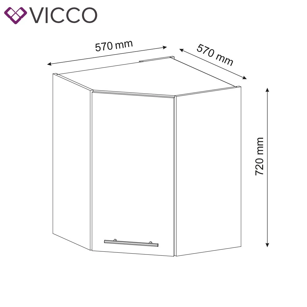 VICCO Eckhängeschrank 57 Cm Weiß Küchenzeile Unterschrank Fame 3 VICCO Eckhängeschrank 57 Cm Weiß Küchenzeile Unterschrank Fame – Bild 3