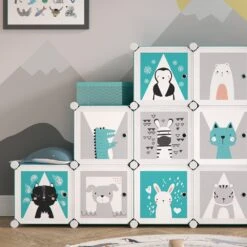 Vicco Kleiderschrank Andy Kinder Blau Modular 12 Fächer Kleiderstange Steckregal -OUTSUNNY Verkäufe 8600343700 33598 prod 005