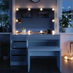 Vicco Schminktisch Sherry Weiß Mit LED-Beleuchtung Spiegel Sitzbank Frisiertisch -OUTSUNNY Verkäufe 8600343700 33952 prod 005