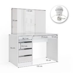 Vicco Schminktisch Sherry Weiß Mit LED-Beleuchtung Spiegel Frisiertisch Kommode -OUTSUNNY Verkäufe 8600343700 33955 prod 003