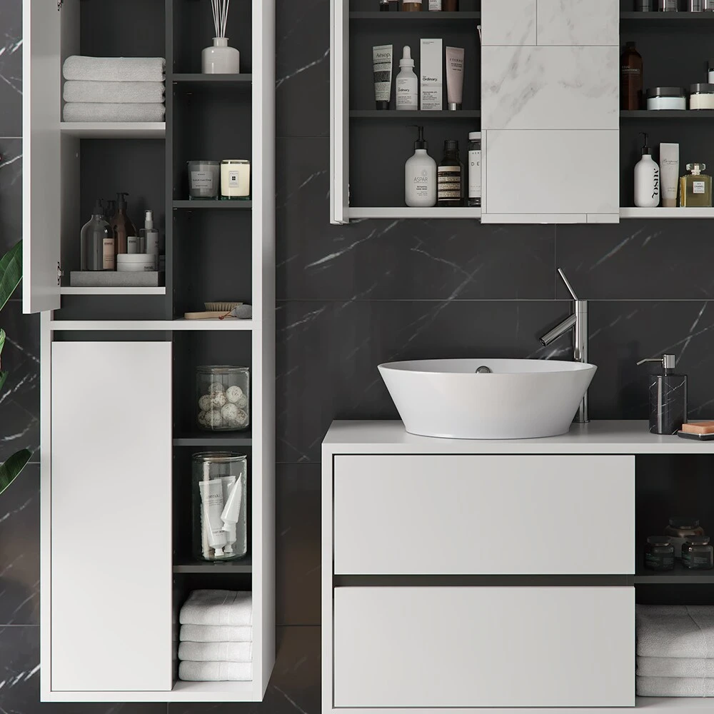 Vicco Badmöbel Set Viola Weiß Spiegelschrank Hochschrank Waschtischunterschrank 5 Vicco Badmöbel Set Viola Weiß Spiegelschrank Hochschrank Waschtischunterschrank – Bild 5