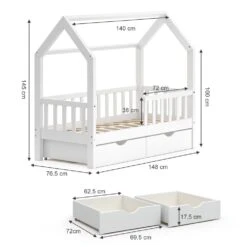 VitaliSpa Kinderbett Hausbett Spielbett Wiki 70x140 Inkl Lattenrost 2 Schubladen -OUTSUNNY Verkäufe 8600343700 34527 prod 003